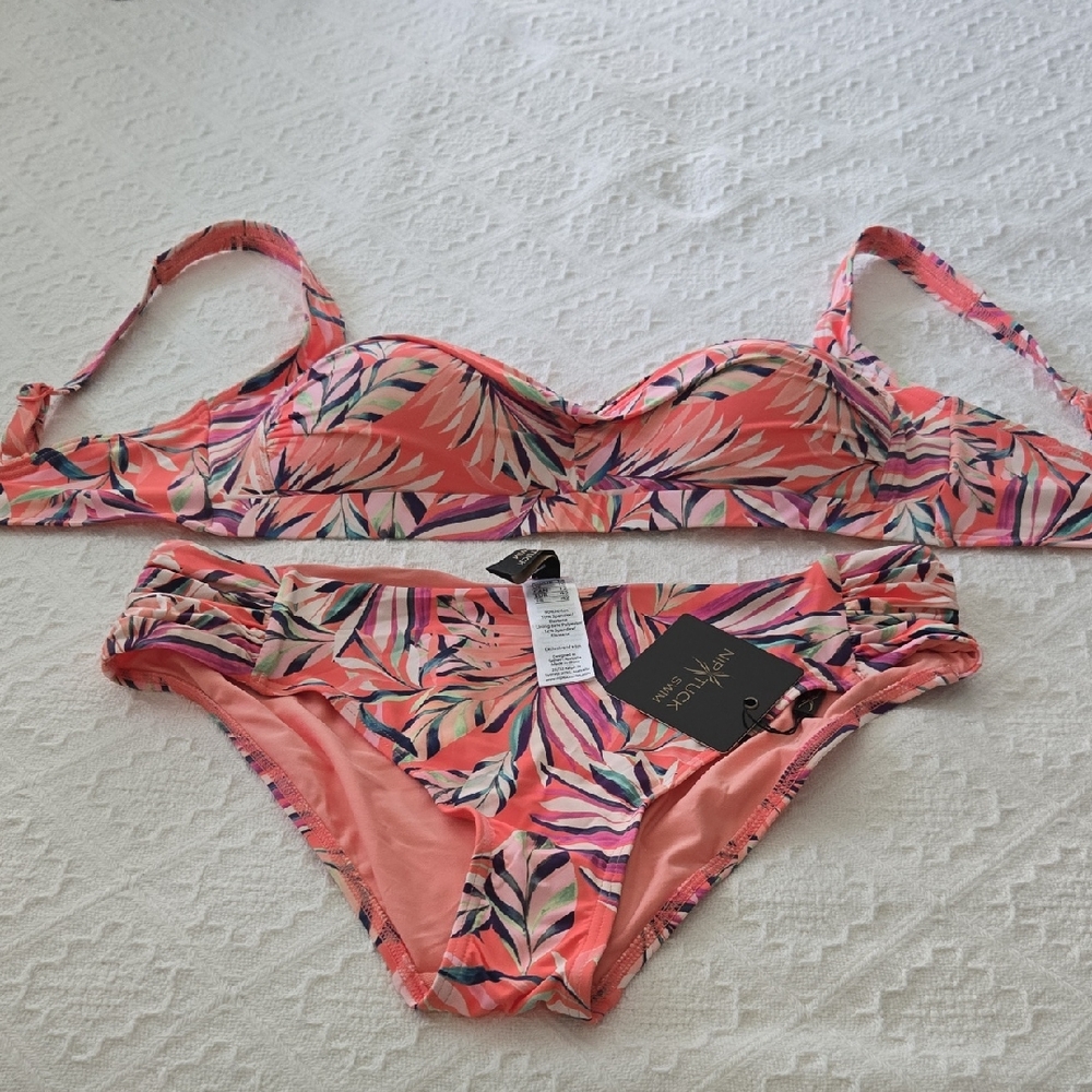 Nip Tuck Tropical Leaf Print Bikini Set